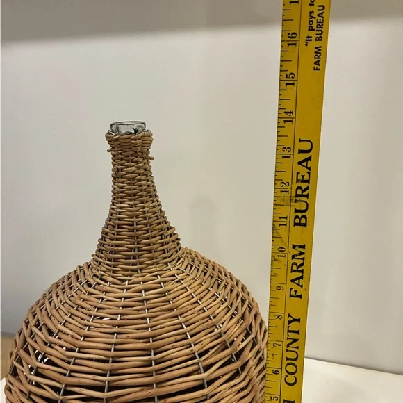 Rattan Rope and Wire Vase with Small Glass Bottle as a Vase in top for Flowers - Picture 5 of 13